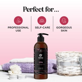 Calming Massage Oil for Massage Therapy - Home Spa Full Body Massage Oil for Sore Muscles for Pro or Home Use with Moisturizing Sweet Almond Oil and Lavender Essential Oil - Non Greasy or Staining