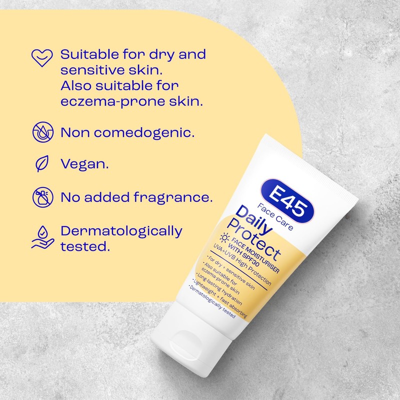 E45 SPF 30 Face Moisturiser - Hydrating Daily Cream with