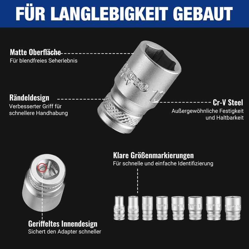 WORKPRO Socket Set 1/4" Drive, 34 Piece Socket and Bit