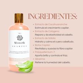 Moneth | Shampoo | Crecimiento Acelerado | Vitaminas para tu cabello | Realza brillo natural | Glicerina | Extracto de cacahuananche | 500 ml