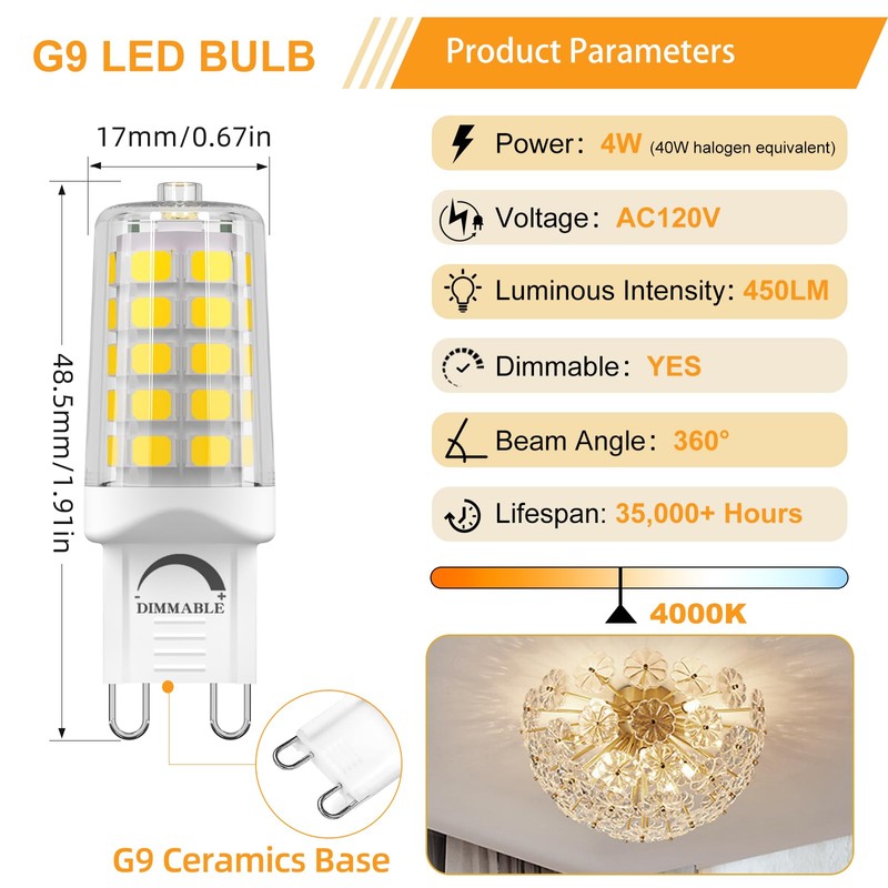 BAOMING G9 LED Bulb Dimmable 4W (40W Equivalent) - 4000K