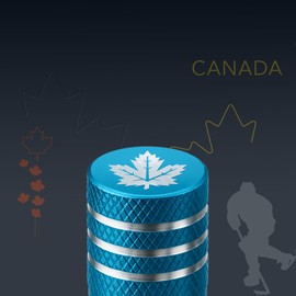 Canada Blue Maple Leaf Laser Engraved Aluminum Car Motorcycles Bicycles Tire Valve Stem Caps – Set of 6(Blue Maple Leaf)