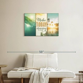 Elephant Stock - Make Today Amazing Beach Typography Wall Art - Horizontal Canvas Wall Art - Living Room Wall Decor - Digital Art Inspirational And Typography Canvas Art - Beige And Yellow Decor - 30" x 20"