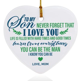 Son Christmas Ornament Gifts, You Can Be The Man I Know You Can Be, Christmas Tree Keepsake Ornaments Gifts for Son from Mom Mother, Holiday Decor Christmas Tree Decorations Ornaments Sign