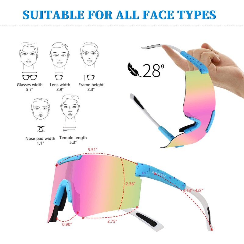 [KOOTU] Sunglasses Sports Polarized Cycling Glasses Men or Women Motorcycle