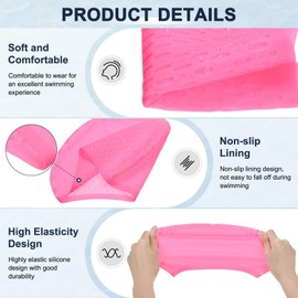 M METERXITY 2-Pack Silicone Teardrop Swim Cap, 7.5" Opening 7.1" H Durable Swimming Hat Unisex Non-Slip Waterproof Swimming Caps for Pool Training/Triathlon [Pink]