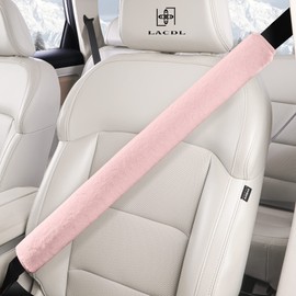LACDL Extra Long Seatbelt Cover Super Soft Furry for Adults Kids Women & Men, Thick Plush Full Car Seat Belt Strap Cushion, Fluffy Shoulder Pad Protector, Auto Interior Accessories, 1pc, Pink, 15.5in