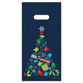 Practicon Holiday Dental Tree 6" x 12" Dental Giveaway Bag, Winter Holiday, Christmas Themed Bag, Dental Hygiene Patient Care Goodie Bag, Dentist Office Plastic Gift Bags, 100 Pack