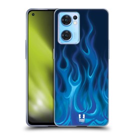 Head Case Designs Blue Blaze Hot Rod Flames Soft Gel Case Compatible With Oppo Reno7 5G / Find X5 Lite
