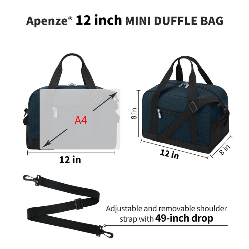 Small Gym Bag Carry On Bag - 12 inch Mini