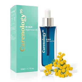 Carenology95 BLUE Night Facial Oil 50ml – Aceite Facial Coreano Nutritivo y Reparador para Piel Sensible, Rico en Antioxidantes y Extractos Botánicos