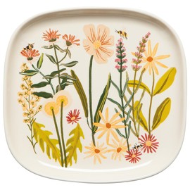 Now Designs Shaped Dish Serveware, W7 x L6.7in, Bees & Blooms