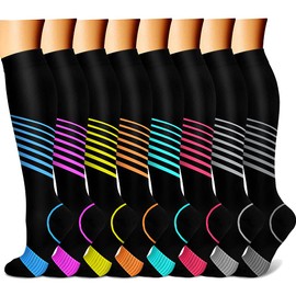 CHARMKING Compression Socks for Women & Men Circulation 15-20 mmHg is Best Graduated Athletic for Running, Flight Travel, Support, Pregnant, Cycling - Boost Performance, Durability (L/XL, Multi 34)