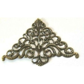 CraftbuddyUS 3inch 10pcs Antique Brass Filigree Metal Decorative Corner Embellish