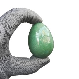 Sunshcat Natural Green Aventurine Egg Shaped Meditation Chakra and Home Decor Balance Crystals and Healing Stones Statue Set,35 * 50mm Easter and Thanksgiving Gift,with Wooden Bracket