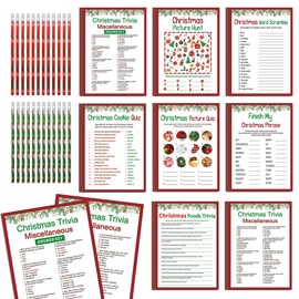 stizak Fun Christmas Party Games Set, Pack 8 Different Christmas Games, Christmas Party Games for Family, Family Activities Game, Supplies for Xmas Party (sdzhg05)