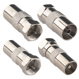 Kaunosta F to TV Type Aerial Connector 75 Ohm F Male to TV Type Pal Male Female RF Coaxial Adapter Connectors Kit for TV Satellite FM Coaxial Cable Antenna Cable 4Pcs