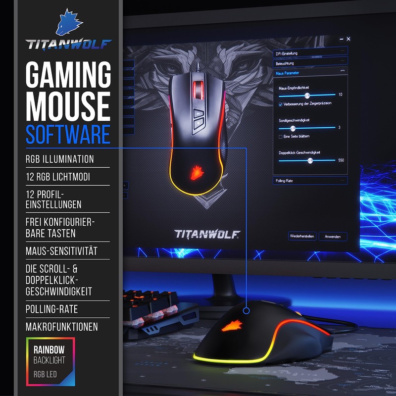 CSL - Kabelgebundene Gaming-Maus mit Optischem Sensor mit 200 bis