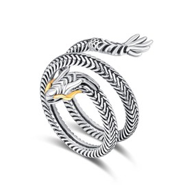 praymos Gothic Thumb Ring For Women Men 925 Sterling Silver Open Adjustable Rings Snake Punk Rock Goth Jewelry Gift