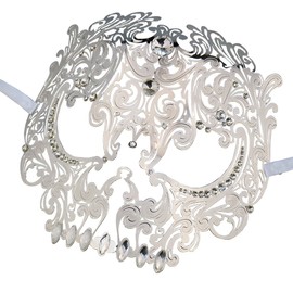 Coddsmz Halloween Masquerade Masks Full Face Mardi Gras Party Costume Mask Christmas Masks Metal Mask with Rhinestone