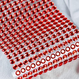 1799pcs Gem Stickers Jewels for Crafts - Valentine's Day Self Adhesive Rhinestone Stickers, Stick on Gems Rhinestones for Crafts, Acrylic Bling Round Stickers, Craft Supplies for Kids 4Sheets Red