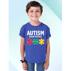 Autism Awareness Support Jigsaw Puzzle Youth T-Shirt, Royal (Multicolor), Youth XS