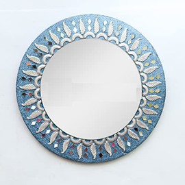Hind Handicrafts Runder Wandspiegel aus Holz, 24,1 cm, kleiner, runder Spiegel, rustikaler Akzentspiegel für Badezimmer, Eingang, Esszimmer und Wohnzimmer