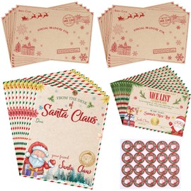 Chinco 10 Sets Christmas Official Letter from Santa Nice List Certificate for Kids Christmas Gift North Pole Letter for Mailbox Xmas Party Decorations Xmas Santa Greetings Cards(Classic Style)