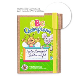 TRENDHAUS ABC Champions 956408 Wooden Number Dice, Pack of 6, Educational Games for Calculation, Small Gift for Back to School