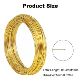 Aluminum Craft Wire, 1mm Aluminum Wire 98.4FT/30M Metal Flexible Bendable Wire for DIY Crafts, Sculpting, Armature, Jewelry Making, Gold