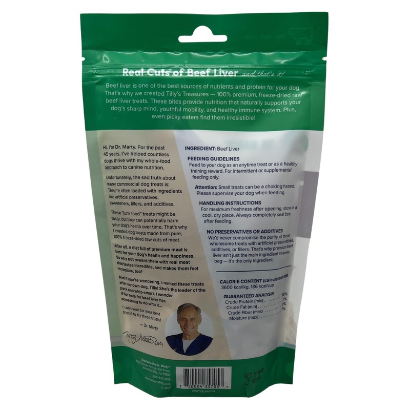 Dr. Marty Tilly's Treasures Beef Liver Dog Treat 4 oz