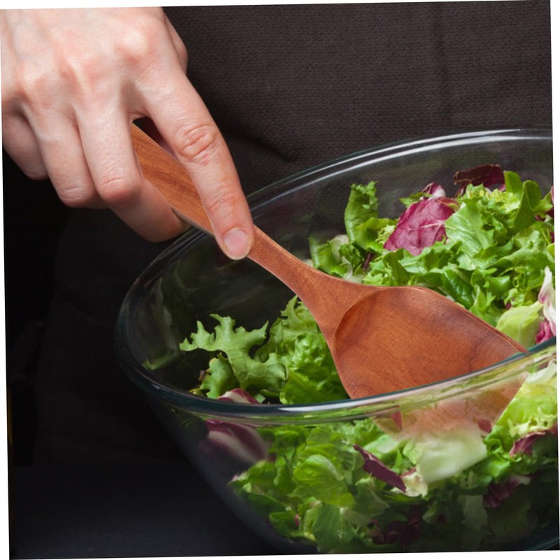 SHOWERORO 1 Set Wooden Salad Servers Spatula Fork Mixing Spoon