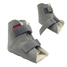 Vogana Sheepskin Heel Protection Pads for Bedsores Pressure Sores Rehabilitation Ulcer Prevention Widened Adjustable Easy to Fix Unisex Grey 1 Piece
