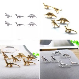 Patry Aretes Set De 6 Piezas Dinosaurios Trex Velociraptor Regalo