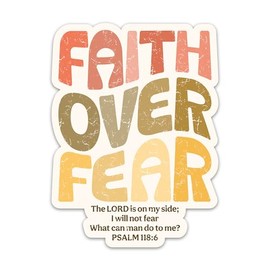 Christian Faith Bible Verse Sticker Faith Over Fear Sticker Church Religious Jesus God Worship Biblical Waterproof Vinyl Stickers for Water Bottle Laptop Journal Decals Gifts for Prayers Adults Kids