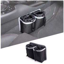 Fgtagtal Car Water Cup Storage Bag Fit for Toy@ta Supra GR A90 A91 MK5 2019-2024, Passenger Side Storage Bag, Car Center Console Side Pocket Organizer Accessories (Gray)