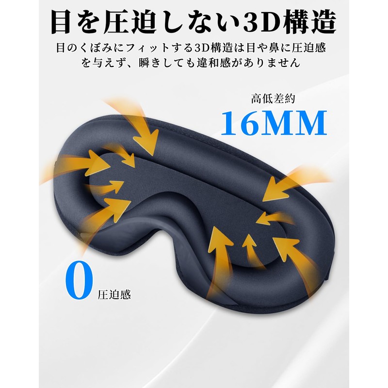 Sleep Mask 3D Contour Light Blocking Rate 99.99% Breathable No