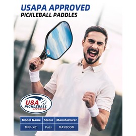 Pickleball Paddles, USAPA Approved Fiberglass Pickleball Set, Lightweight Pickleball Rackets of Anti-Slip Sweat-Absorbing Grip, with 4 Pickleballs, Portable Carry Bag (Sunglow+Fairy Mist)
