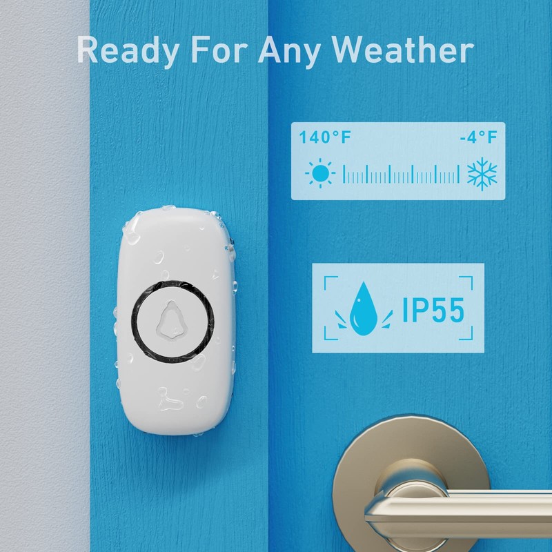 SECRUI Wireless Doorbell with 3 receivers, Waterproof Mini Doorbell 1,000ft