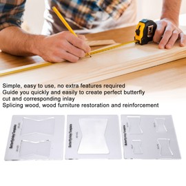Butterfly Inlay Template Kit, Woodworking Router Cutter, Decorative Stencil, Laser Etched Markings, Hardened Acrylic, Transparent for Wooden Furniture