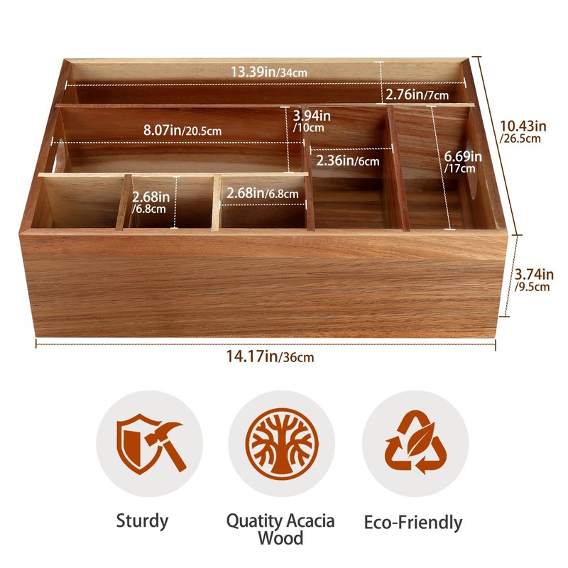 BOTOP Acacia Wood Utensil Holder for Party, Paper Plate Organizer