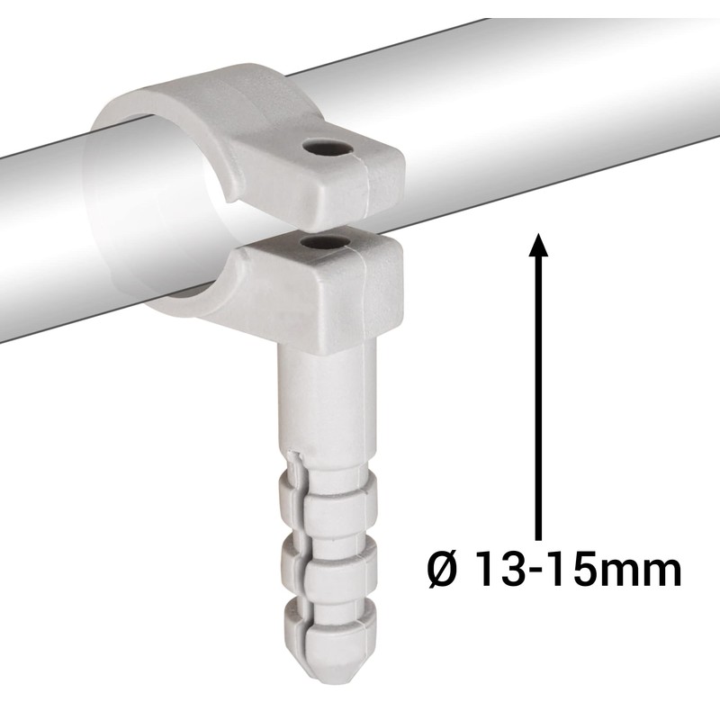 (Pack of 10) Grey Plastic Clamps for 13-15mm Pipes, Hose