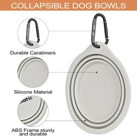 Furmatic Portable Collapsible Dog Bowl, Food Grade Silicone, Large Capacity, Easy to Wash - Ideal for Outdoor Camping and Hiking, Suitable for Dogs, Cats, and Pets (Grey)