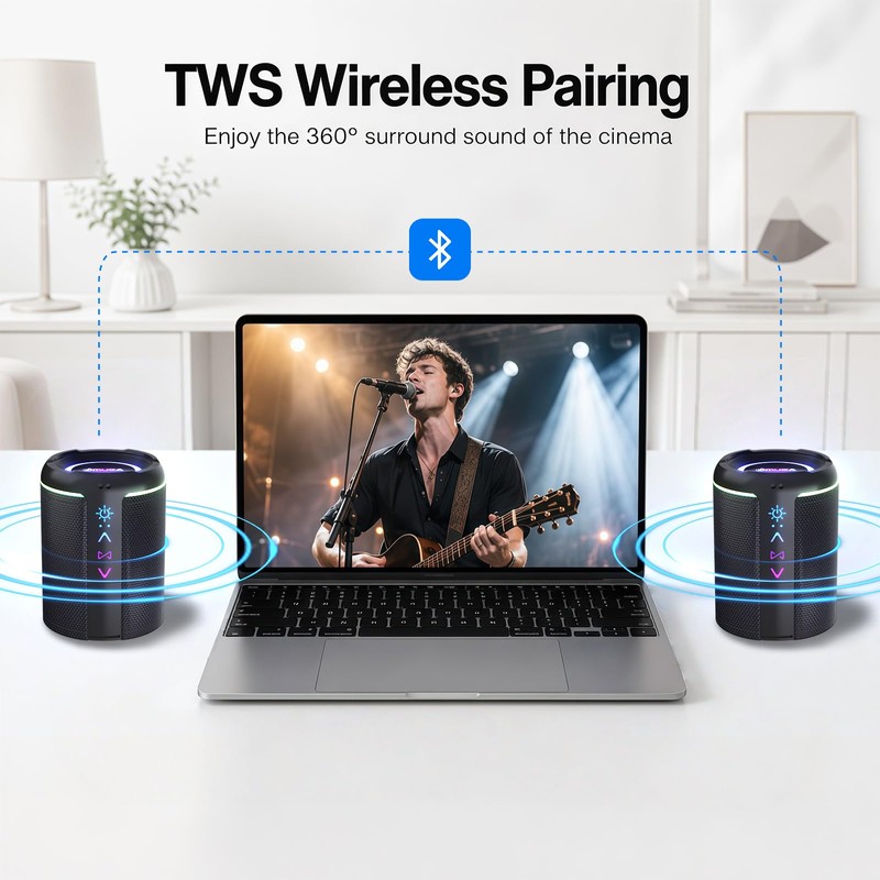 Magnetic 2-in-1 Portable Bluetooth Speaker, 24W Split Stereo Sound with