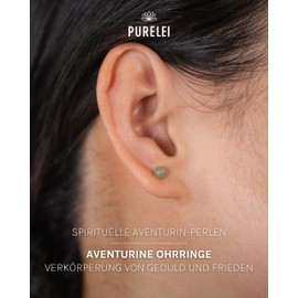 Purelei® Aventurine Earrings Women's Orh Studs Made of Durable Stainless Steel Waterproof Aventurine Beads Size Pearl 4.75mm, Stainless Steel, Aventurine