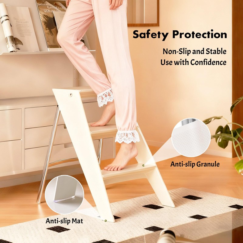 Acrylic 3 Step Ladder Folding Step Stool for Adults Foldable