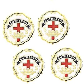 Sterling Gifts Lutheran Cross & Crown Sunday School Attendance Pins - Set of 4