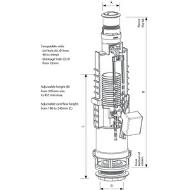 Siamp Monaco Skipper 45 Dual Flush Cistern Valve and Chrome Push Button 32456010