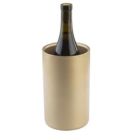Tablecraft Stainless Steel Wine Cooler, Gold Double Wall Sleek Insulated Chiller for Cold Wine Serving, Fits Most 750ml Bottles, For Commercial Bar Service at Bars, Restaurants, Wineries and Cafes