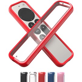 TotalMount Air Rim Case for Apple TV Remotes – Slim, Hybrid Apple TV Remote Case with Ultimate Drop Protection – Red Perimeter Cover & Clear Back